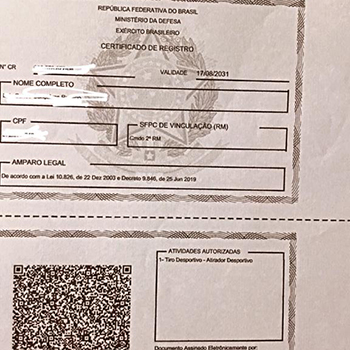 Emissão de certificado de registro de arma de Fogo na Casa Verde